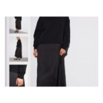 Black 2-in-1 Sweatshirt with Satin Midi Skirt