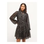 Black Animal Gold Jacquard Mini Length Dress (FREE C&C)