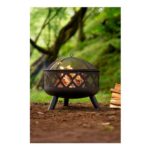 Black Large Circular Outdoor Garden Heater Fire Pit Bowl
