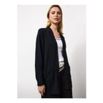 Black Longline Pocket Detail Cardigan