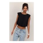 Black Puffball Sleeveless Top
