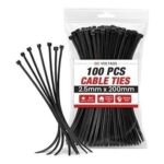 Black Self-Locking Cable Ties, 2.5mm X 200mm, 100-Pack