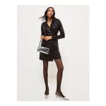 Black Sequin Blazer Long Sleeves Mini Dress