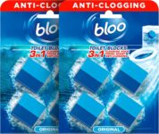 Bloo Toilet Blocks, Pack of 8, Toilet Limescale Remover Cistern Block, Toilet Cleaner Block with Cleaning and Foaming Action, Toilet Fresheners – Original