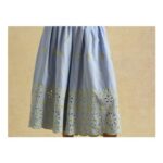 Blue Broderie Cropped Wide Leg Culottes
