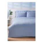 Blue Chambray Embroidered Duvet Set Double