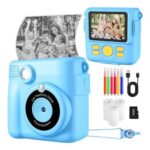 Blue Instant Print Kids Camera, 1080P with 32GB SD Card