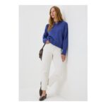 Blue Ribbed Hem Knitted Jumper Blue XS