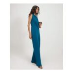 Blue Sleeveless Draped Jumpsuit