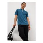 Blue Smart Soft Touch Cotton Zip Polo Shirt