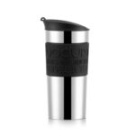 Bodum Travel Mug Vacuum Insulated Travel Cup, 350ml / 12oz Double-Wall Stainless-Steel Coffee Mug with Flip-Top Lid & Non-Slip Silicone Grip