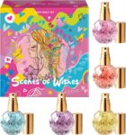 Body Mist Set for Girls Scents of Wishes – 5 Diamond-Shaped Glass Bottles Gold-Toned Finish 5 Exquisite Scents: Berries, Fruits, Citrus, Tropical Vibes,Floral Fragrance Experience with Premium Design