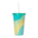 Bold Wave Teal Tumbler with Straw – Teal