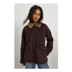 Boohoo Faux Suede Aviator Jacket with Mittens