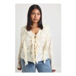 Boohoo plus Burnout Double Ruffle Tie Front Blouse
