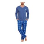 Bresdk Mens Pyjamas Set Long Sleeve Soft Cotton Loungewear