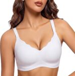 Bresdk Womens Seamless Jelly Bra Wireless Push Up V Neck Bralette Breathable Soft Everyday T Shirt Bra