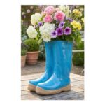 Bright Blue Boots Large Ceramic Indoor Outdoor Flower Pot Garden Planter Pot
