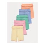 Bright Contrast Ruffle Trim Shorts 5 Pack