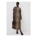 Brown Animal Print Midaxi T-Shirt Dress