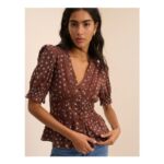 Brown Ditsy Floral Puff Sleeve Seren Blouse