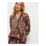 Brown Paisley Popover Blouse (FREE C&C)