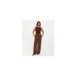 Brown Polka Dot Wide Leg Trousers