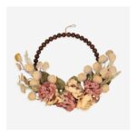 Brown Wooden Beaded Floral Wreath 66cm