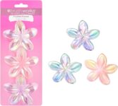 Brushworks Frosted Flower Claw Clips (3 Pack) – Chic Hair Accessories for Women & Girls, Secure Grip for Thick Hair, Updos, Half-Up & Everyday Hairstyles