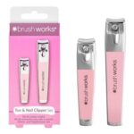 Brushworks Toe and Nail Clipper Set, Pink, 2-Pack