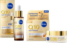 Bundle of NIVEA Q10 Anti-Wrinkle Collagen Expert 3in1 Repairing Serum (30ml) Expert Day & Night Facial Butter (50ml), Serum and Face Cream Skincare Bundle, For 60 Mature Skin