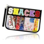 BuyCard Black Snack Bag for Travel, Preppy Waterproof Pouch
