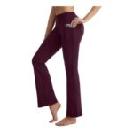 CAMBIVO Black Bootcut Yoga Pants for Women with Pockets