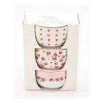 CATH KIDSTON Three Pack White Stoneware Floral Nibble Bowls