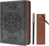 CECOMBINE A5 Journal for Men, Leather Notebook with Pen & Bookmark 288 Pages Lined Journal for Women Men, Notebook Journals for Writing Travel,Business,Office (Grey)