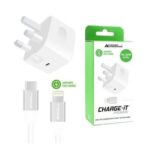 CHARGE-iT 20W Mains Charger with 1 Metre USB-C to Lightning Cable Bundle – White