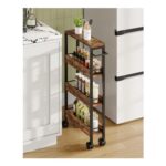 CHOEZON 4-Tier Narrow Rolling Cart with Handle, Rustic Brown