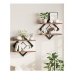 CHOEZON Diamond-Shaped Floating Wall Shelves Rustic Brown 2-Pack