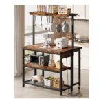 CHOEZON Kitchen Island with Power Outlet, Folding Top, Storage
