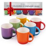 CUQOO Mugs Set of 6 Colourful Stoneware Coffee Tea Mugs Microwave Safe