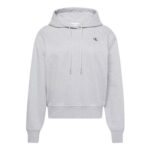 Calvin Klein Womens Monogram Terry Hoodie, Grey, Size L