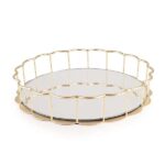 Candlelight Gold effect Scalloped Glass & stainless steel Tray – free C&C only