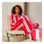 Candy Stripe Button through Pyjama Set – Pink Large/EXL