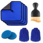 Car Cleaning Kit 9 Pcs, Car Wash Mitt Set with 4 Cloths 2 Sponges 1 Brush – Sold by cfhx select / FBA