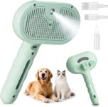 Cat Steam Brush, Multi-Purpose Pet Spray brush for Cats and Dogs, Large Capacity Tank, for Shedding, Massaging Grooming, for All Long-haired and Short-haired Pets, Light Green