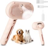 Cat Steam Brush, Multi-Purpose Pet Spray brush for Cats and Dogs, Large Capacity Tank, for Shedding, Massaging Grooming, for All Long-haired and Short-haired Pets, Pink