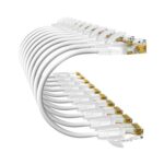 Cat6a Patch Cables 20ft, 10 Pack, Pure Copper, White