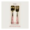 Cath Kidston Two Piece Pink & Gold Tone Serving Spoon & Fork Set