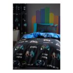 Catherine Lansfield Game over Reversible Duvet Cover Set Black – Single