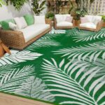 Cekene Outdoor Rugs for Garden Waterproof 245x305cm Green Reversible Plastic Garden Rug UV Resistant Outdoor Area Floor Mat for Outside BBQ Deck Balcony Porch